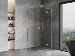 Mexen Mist-H T Duschkabine schwenkbar rechts 70 x 70 cm, transparent, gold - 8A5T-070-070-50-00-P