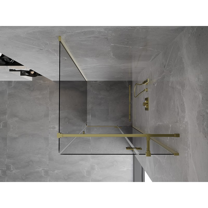 Mexen Mist-H T Duschkabine, schwenkbar, rechts 100 x 100 cm, transparent, Gold - 8A5T-100-100-50-00-P