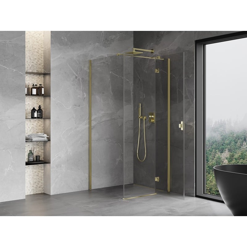 Mexen Mist-H T Duschkabine rechts öffnend 110 x 110 cm, transparent, gold - 8A5T-110-110-50-00-P