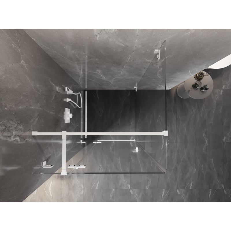 Mexen Lunar T duschkabine, schwenkbar, links, 90 x 90 cm, transparent, weiß - 834T-090-090-20-00-L