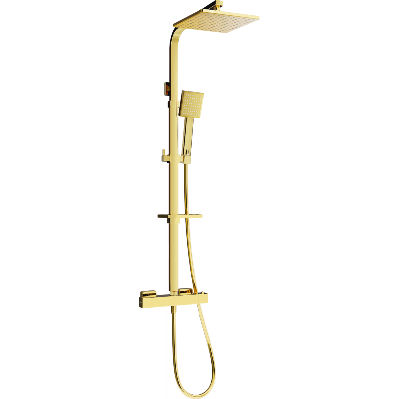 Mexen CQ45 Überputz-Duschset mit Regenduschkopf und Thermostatbatterie, gold - 772504595-50
