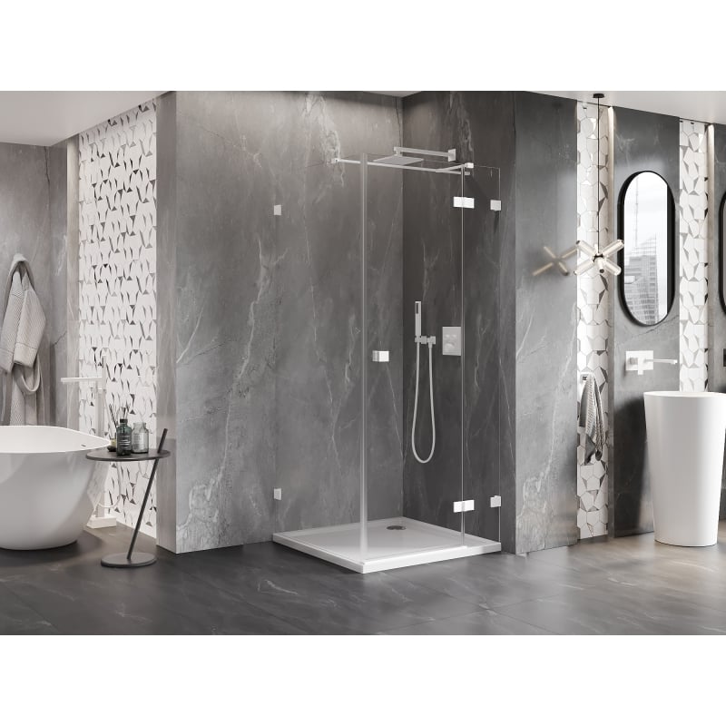Mexen Lunar T Duschecke seitlich öffnend rechts 90 x 90 cm, transparent, weiß - 834T-090-090-20-00-P