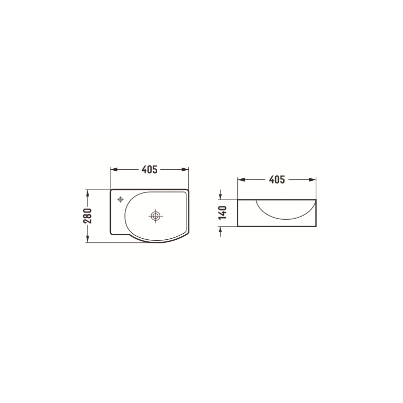 Mexen Mista rechte Aufsatzwaschbecken 40 x 28 cm, weiß - 22174000R
