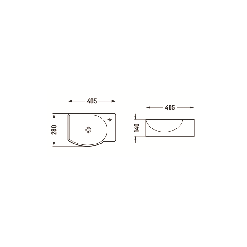 Mexen Mista Linksseitiges, aufgesetztes Waschbecken 40 x 28 cm, weiß - 22174000L