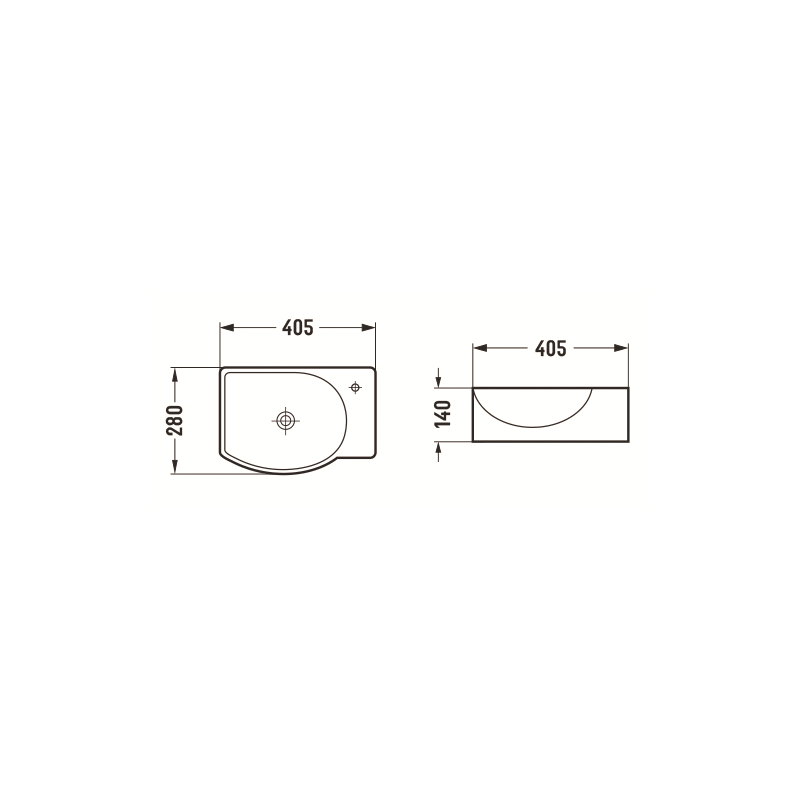 Mexen Mista Aufsatz-Waschtisch links 40 x 28 cm, schwarz matt - 22174085L