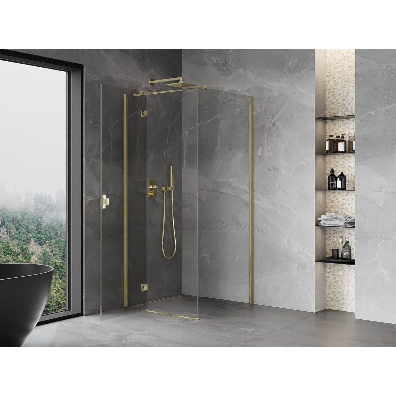 Mexen Mist-H T Duschkabine Schwenkbar links 100 x 100 cm, transparent, gold - 8A5T-100-100-50-00-L