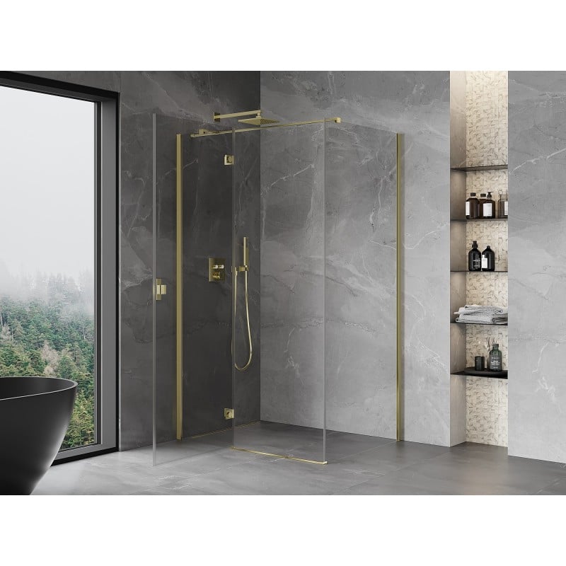 Mexen Mist-H T Duschkabine schwenkbar links 120 x 75 cm, transparent, gold - 8A5T-120-075-50-00-L