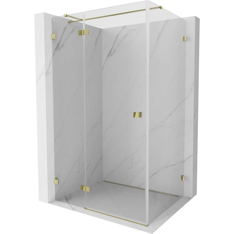Mexen Lunar T Duschkabine schwenkbar links 70 x 100 cm, transparent, gold - 834T-070-100-50-00-L