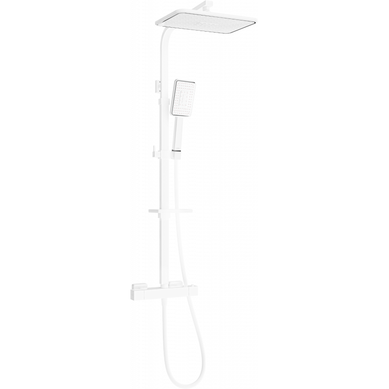 Mexen CQ54 Oberflächenmontiertes Duschset mit Regenbrause und Thermostatbatterie, weiß/chrom - 772505495-21