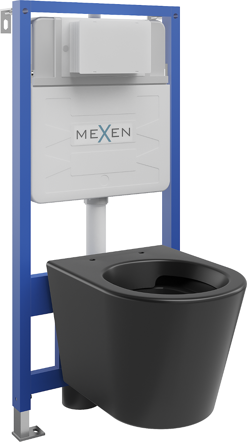 Mexen WC-Unterputzmontageset Felix Slim Rahmen mit WC Rico, Schwarz matt - 6103372XX85