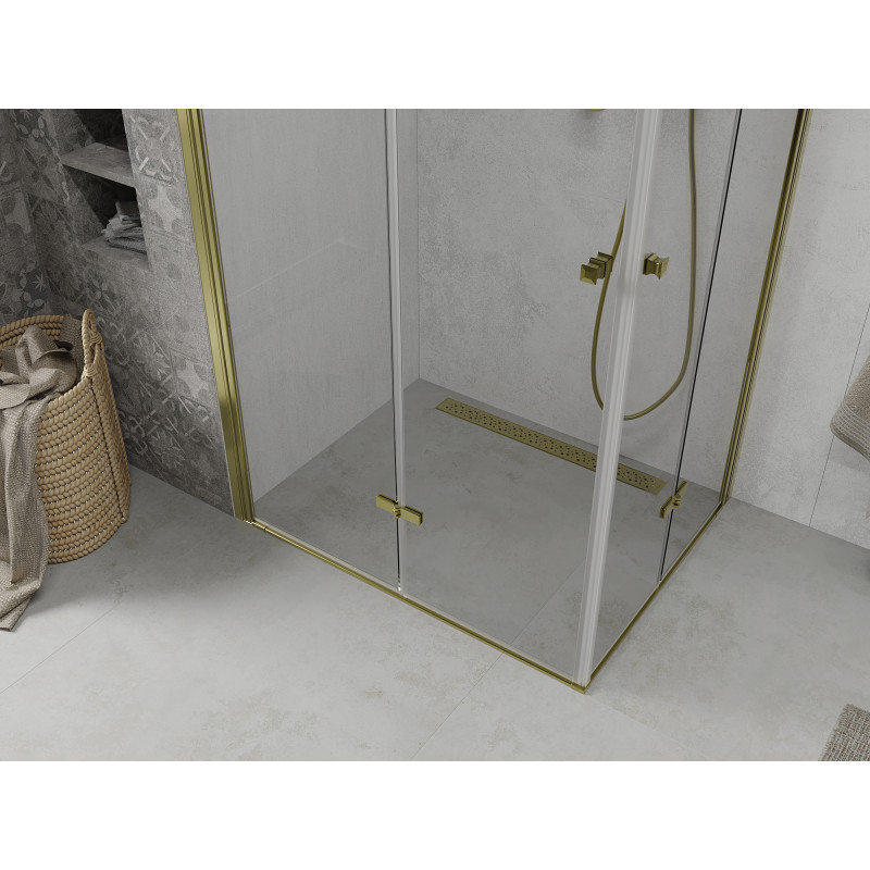 Mexen Lima Duo faltbare Duschkabine 80 x 70 cm, transparent, gold - 856-080-070-50-00-02