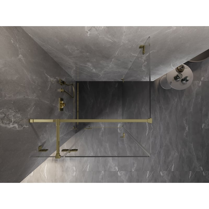 Mexen Lunar T Klappbare Duschkabine links 80 x 80 cm, transparent, gold - 834T-080-080-50-00-L