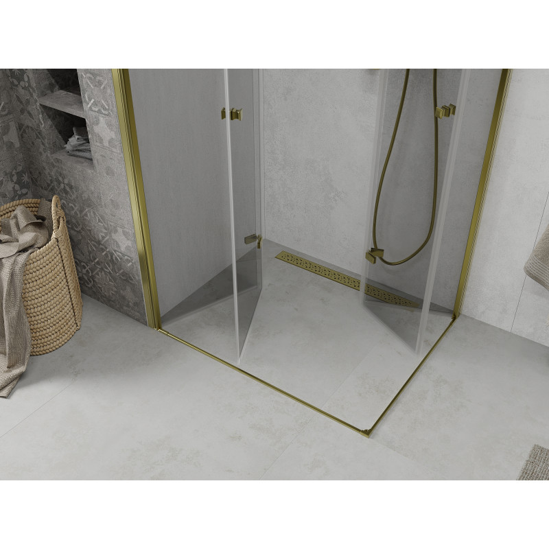 Mexen Lima Duo faltbare Duschkabine 90 x 80 cm, transparent, gold - 856-090-080-50-00-02