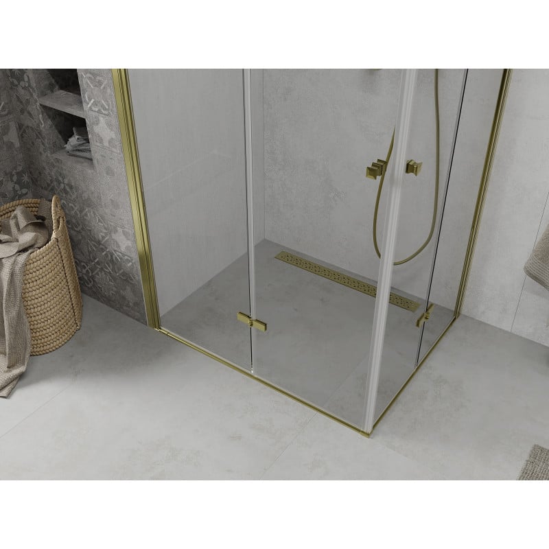 Mexen Lima Duo faltbare Duschkabine 90 x 80 cm, transparent, gold - 856-090-080-50-00-02