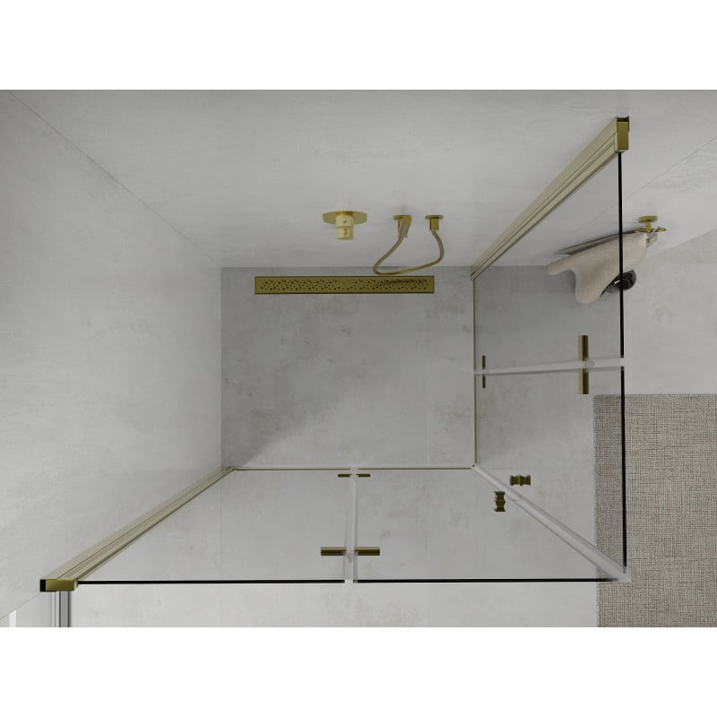 Mexen Lima Duo faltbare Duschkabine 90 x 80 cm, transparent, gold - 856-090-080-50-00-02