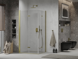 Mexen Lima Duo faltbare Duschkabine 90 x 80 cm, transparent, gold - 856-090-080-50-00-02