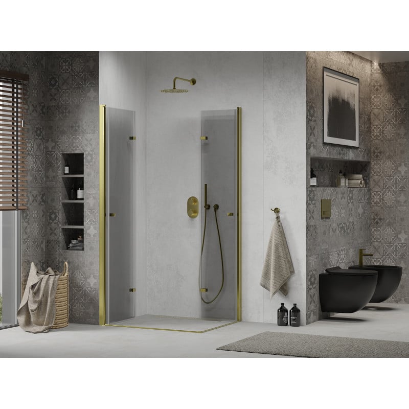 Mexen Lima Duo faltbare Duschkabine 90 x 80 cm, transparent, gold - 856-090-080-50-00-02