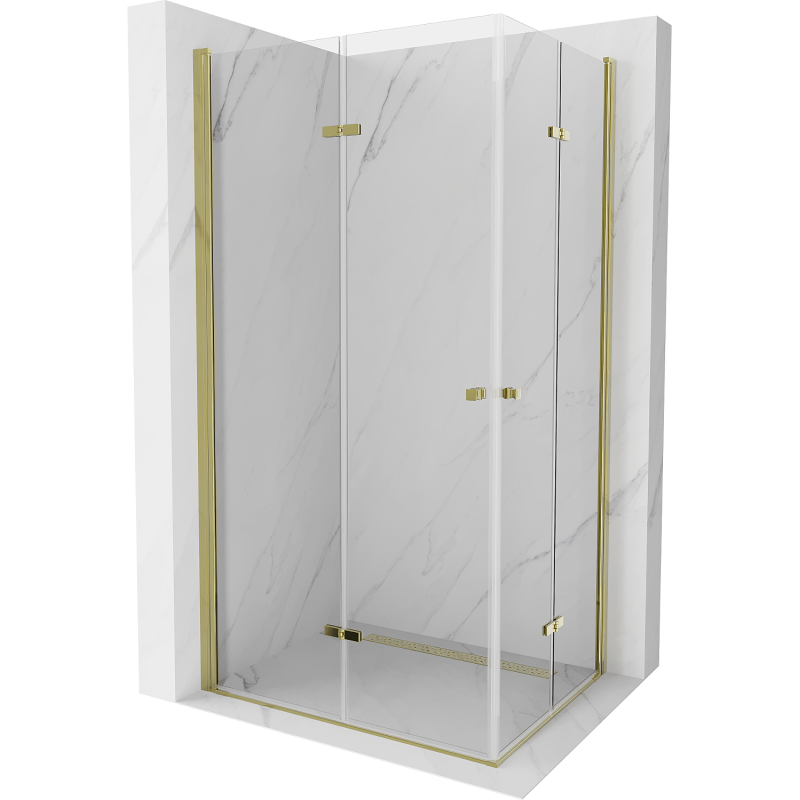 Mexen Lima Duo Faltbare Duschkabine 100 x 90 cm, transparent, gold - 856-100-090-50-00-02