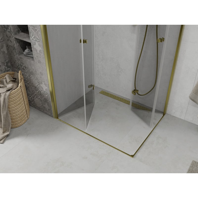 Mexen Lima Duo Faltbare Duschkabine 100 x 90 cm, transparent, gold - 856-100-090-50-00-02