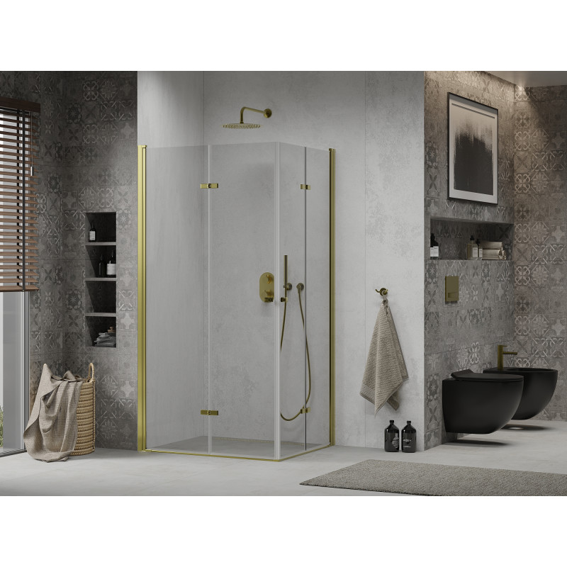 Mexen Lima Duo Faltbare Duschkabine 100 x 90 cm, transparent, gold - 856-100-090-50-00-02