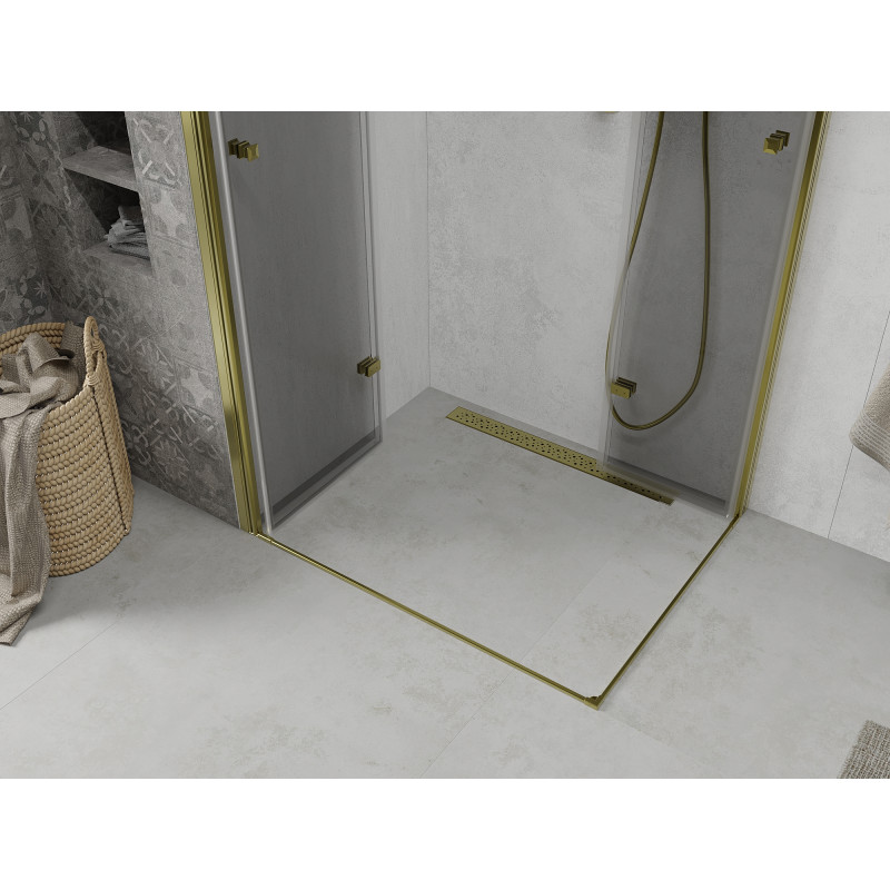 Mexen Lima Duo Faltbare Duschkabine 100 x 90 cm, transparent, gold - 856-100-090-50-00-02