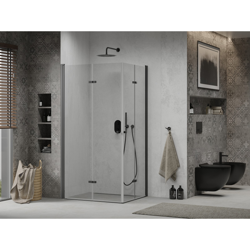 Mexen Lima Duo faltbare Duschkabine 80 x 70 cm, transparent, schwarz - 856-080-070-70-00-02