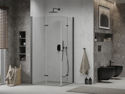 Mexen Lima Duo faltbare Duschkabine 80 x 70 cm, transparent, schwarz - 856-080-070-70-00-02