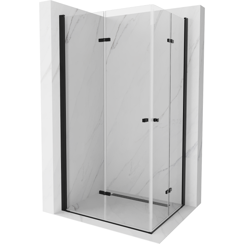 Mexen Lima Duo faltbare Duschkabine 80 x 70 cm, transparent, schwarz - 856-080-070-70-00-02