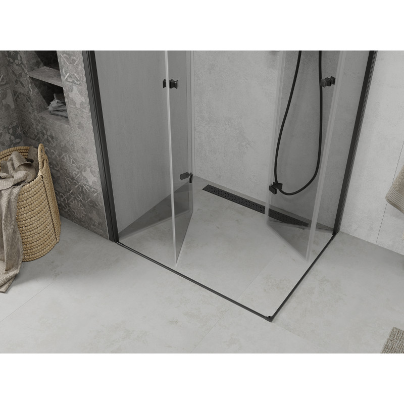 Mexen Lima Duo faltbare Duschkabine 90 x 80 cm, transparent, schwarz - 856-090-080-70-00-02