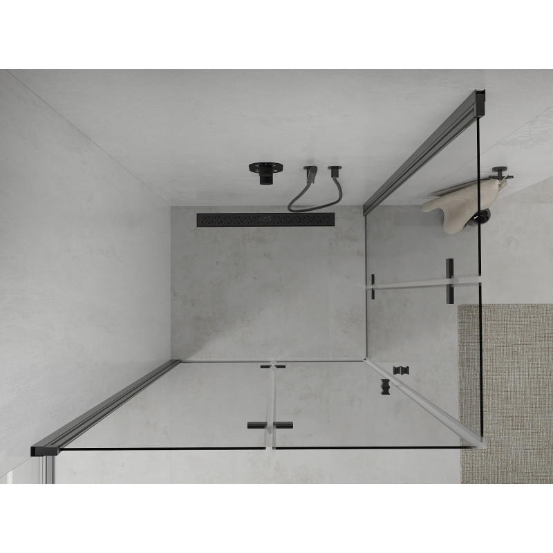 Mexen Lima Duo faltbare Duschkabine 90 x 80 cm, transparent, schwarz - 856-090-080-70-00-02
