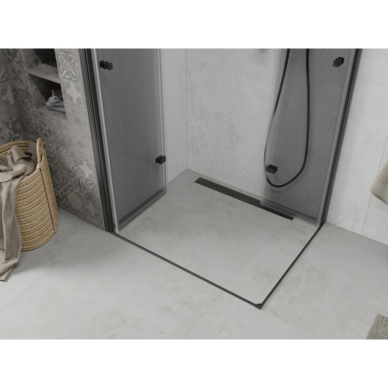 Mexen Lima Duo faltbare Duschkabine 90 x 80 cm, transparent, schwarz - 856-090-080-70-00-02
