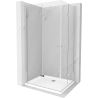 Mexen Lima Duo Faltbare Duschkabine 80 x 70 cm, transparent, Chrom + Duschwanne Flat - 856-080-070-01-02-4010