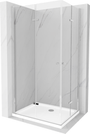 Mexen Lima Duo Faltbare Duschkabine 80 x 70 cm, transparent, Chrom + Duschwanne Flat - 856-080-070-01-02-4010