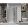 Mexen Lima Duo Faltbare Duschkabine 80 x 70 cm, transparent, Chrom + Duschwanne Flat - 856-080-070-01-02-4010