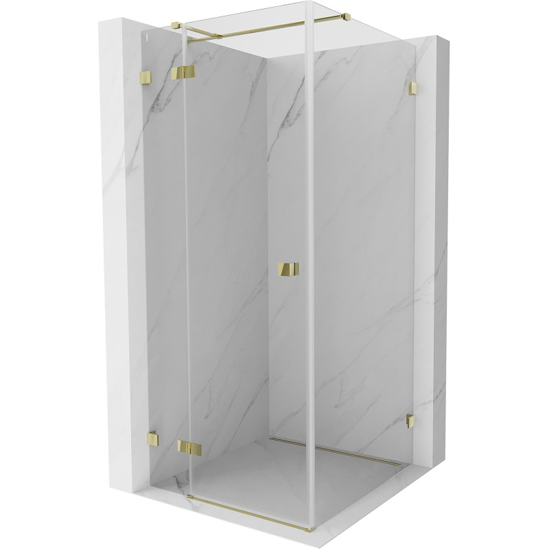 Mexen Lunar T Duschkabine, Klapptür links, 100 x 100 cm, transparent, goldfarben - 834T-100-100-50-00-L