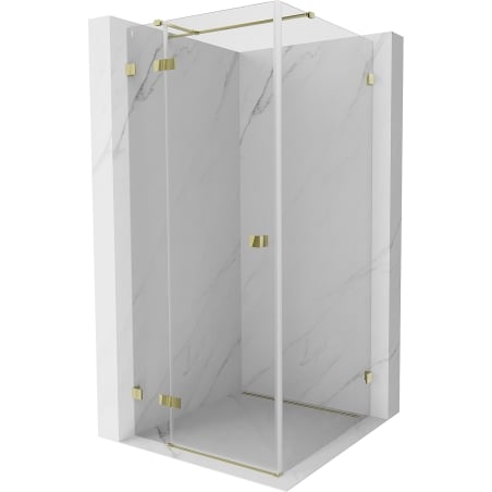 Mexen Lunar T Duschkabine, Klapptür links, 100 x 100 cm, transparent, goldfarben - 834T-100-100-50-00-L