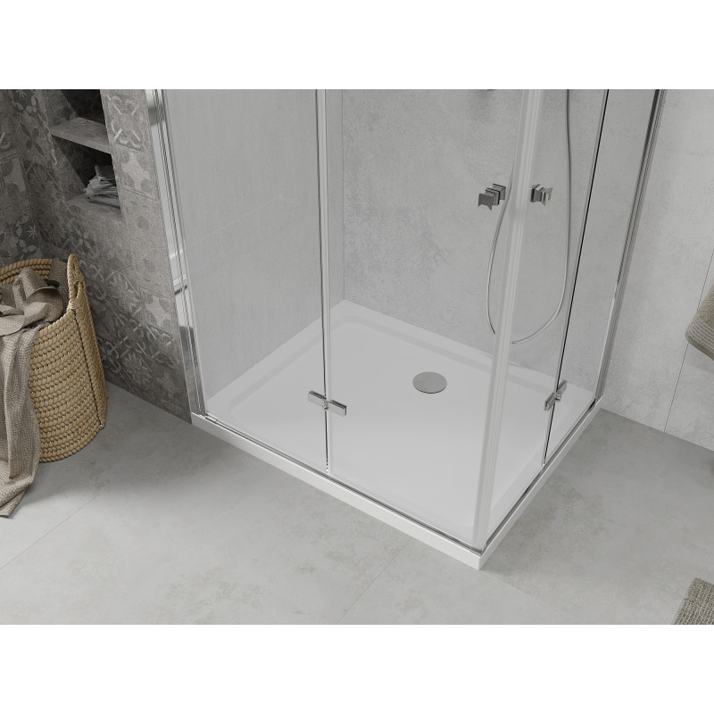 Mexen Lima Duo faltbare Duschkabine 90 x 80 cm, transparent, chrom + Flat-Duschwanne - 856-090-080-01-02-4010