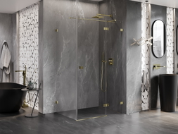 Mexen Lunar T Duschkabine rechts schwenkbar 70 x 80 cm, transparent, gold - 834T-070-080-50-00-P