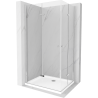 Mexen Lima Duo faltbare Duschkabine 90 x 80 cm, transparent, chrom + Flat-Duschwanne - 856-090-080-01-02-4010