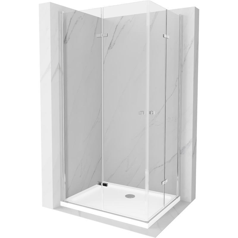 Mexen Lima Duo Duschkabine faltbar 100 x 90 cm, transparent, Chrom + Duschtasse Flat - 856-100-090-01-02-4010