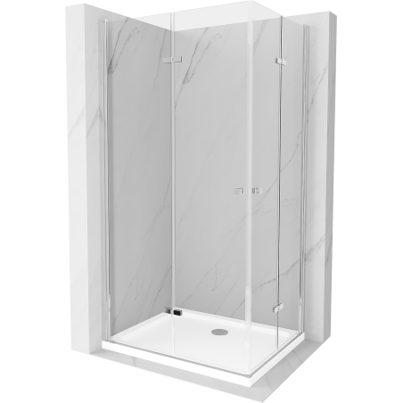 Mexen Lima Duo Duschkabine faltbar 100 x 90 cm, transparent, Chrom + Duschtasse Flat - 856-100-090-01-02-4010