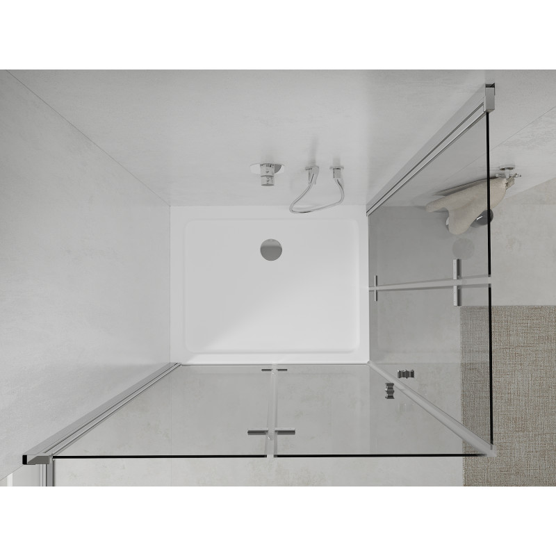 Mexen Lima Duo Duschkabine faltbar 100 x 90 cm, transparent, Chrom + Duschtasse Flat - 856-100-090-01-02-4010