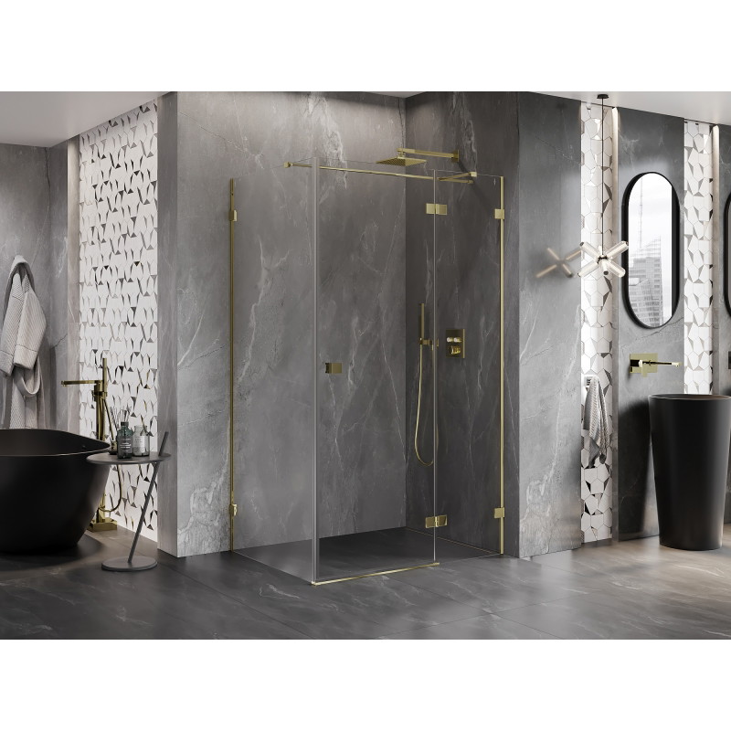 Mexen Lunar T rechts öffnende Duschkabine 75 x 80 cm, transparent, gold - 834T-075-080-50-00-P