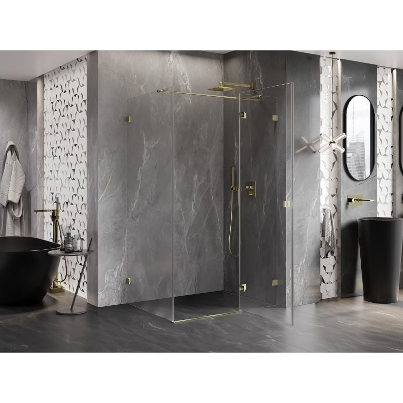Mexen Lunar T Duschkabine rechts öffnend 75 x 90 cm, transparent, gold - 834T-075-090-50-00-P