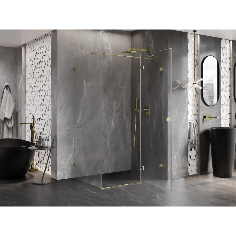 Mexen Lunar T duschkabine schwingtür rechts 75 x 100 cm, transparent, gold - 834T-075-100-50-00-P