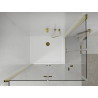 Mexen Lima Duo klappbare Duschkabine 80 x 70 cm, transparent, gold + Flat Duschwanne - 856-080-070-50-02-4010G