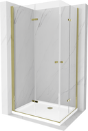 Mexen Lima Duo klappbare Duschkabine 90 x 80 cm, transparent, gold + Flat Duschwanne - 856-090-080-50-02-4010G