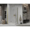 Mexen Lima Duo klappbare Duschkabine 90 x 80 cm, transparent, gold + Flat Duschwanne - 856-090-080-50-02-4010G