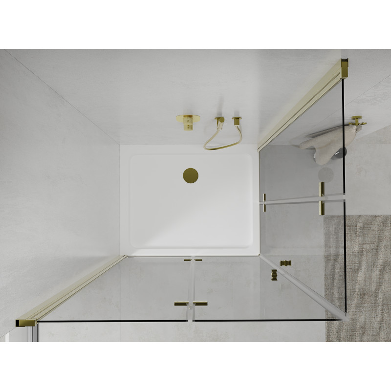 Mexen Lima Duo klappbare Duschkabine 100 x 90 cm, transparent, gold + Flat Duschwanne - 856-100-090-50-02-4010G