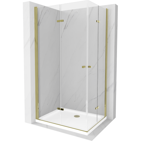 Mexen Lima Duo klappbare Duschkabine 100 x 90 cm, transparent, gold + Flat Duschwanne - 856-100-090-50-02-4010G